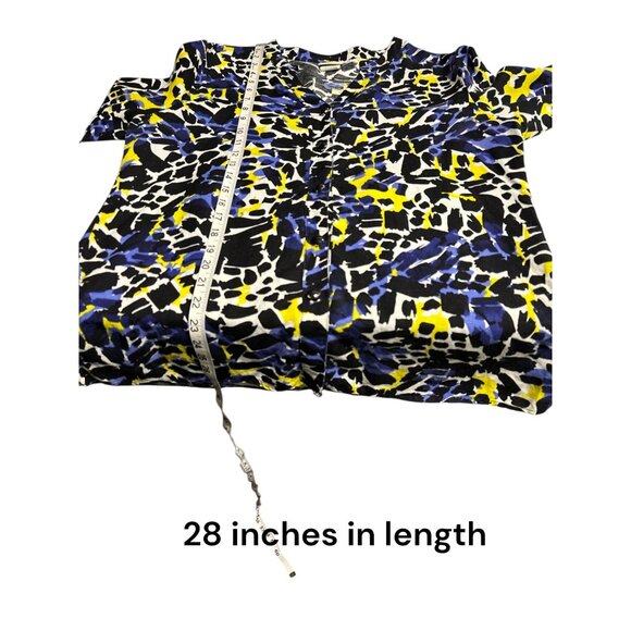 Hot Cotton Womens Abstract Print Button-Up Blouse M 3/4 Sleeves 55% Linen 45% Ra - Picture 6 of 6